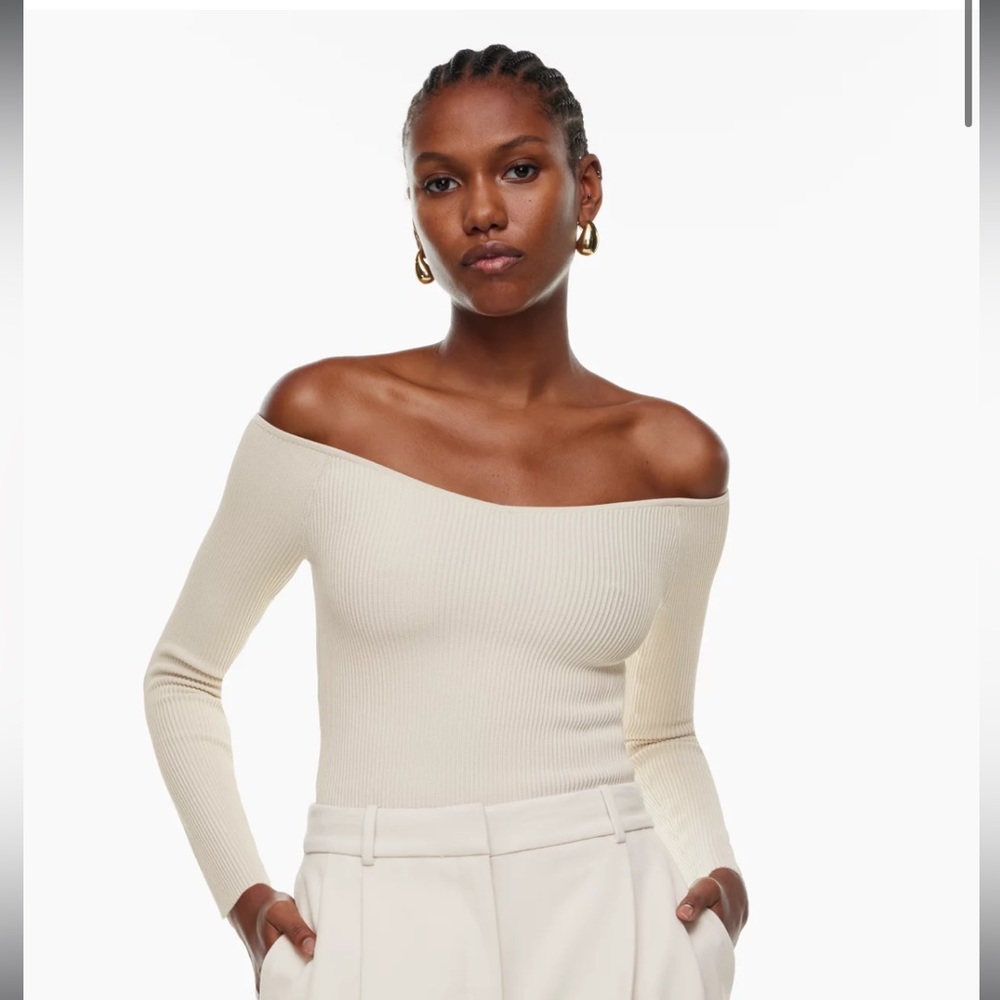 Aritzia babaton Sculpt Knit Eloquence Longsleeve NWOT in matte pearl